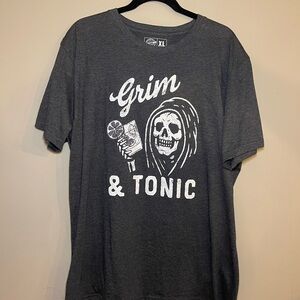 Gray Graphic Tee with Grim & Tonic Design